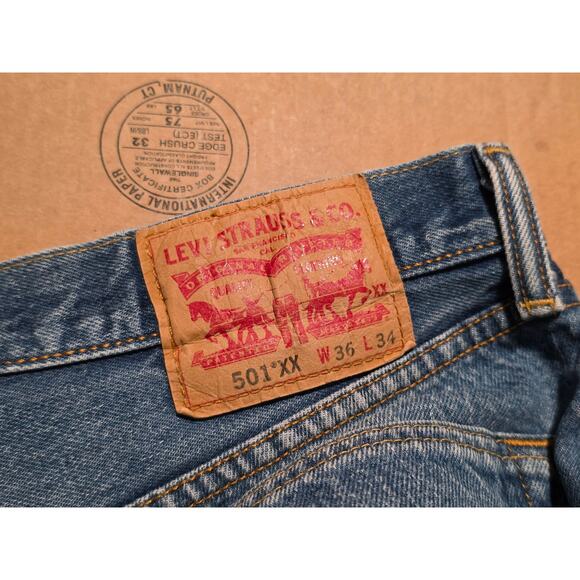 Levis Mens 501 XX Original Fit Button Fly Straight Leg Jeans Size 36 x 34 Y2K - Picture 11 of 12